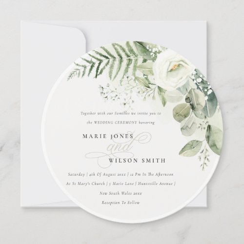 Elegant Fern Eucalyptus Greenery Foliage Wedding Invitation