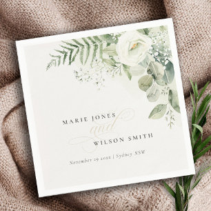 Elegant Fern Eucalyptus Greenery Foliage Wedding Napkins