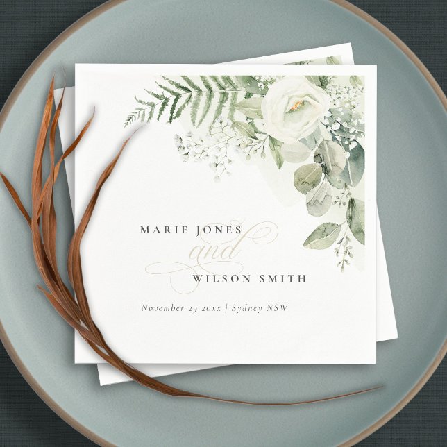 Elegant Fern Eucalyptus Greenery Foliage Wedding Napkins (Creator Uploaded)