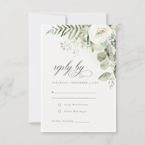 Elegant Fern Eucalyptus Greenery Foliage Wedding RSVP Card