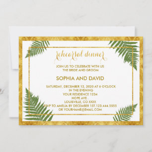Elegant Fern Leaves REHEARSAL DINNER Invite