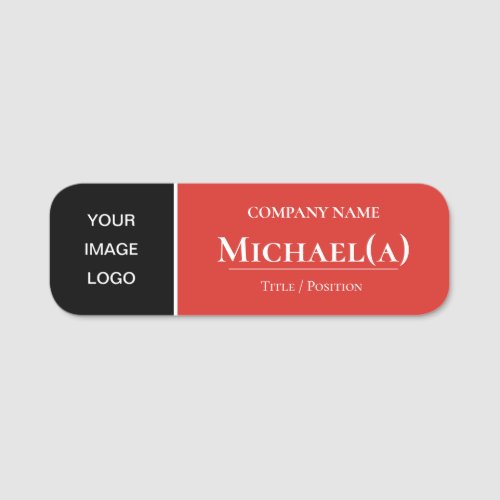 Elegant Ferrari Red And Black Modern Company LOGO Name Tag