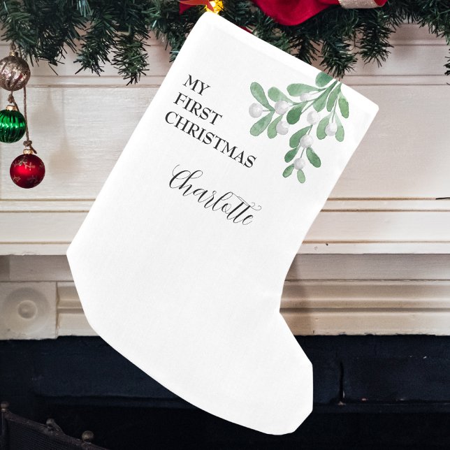 Elegant Festive Baby's First Christmas Small Christmas Stocking (Creator Uploaded)