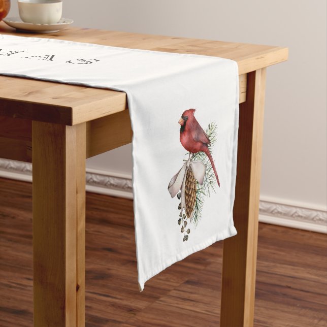 Elegant Festive Beautiful Christmas Cardinal   Medium Table Runner (In Situ)