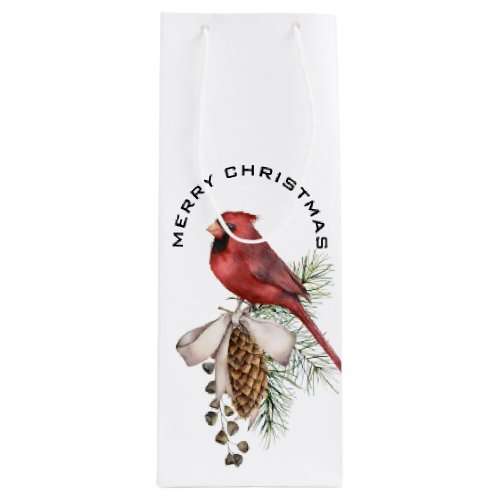 Elegant Festive Beautiful Christmas Cardinal Wine Gift Bag