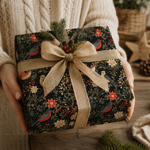 Elegant Festive Birds & Floral Christmas Decoupage Tissue Paper
