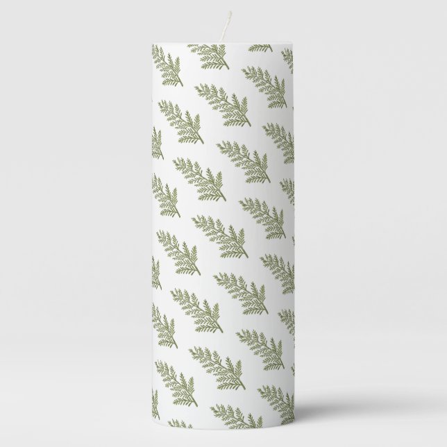 Elegant Festive Botanical Christmas Holiday Pillar Candle (Front)