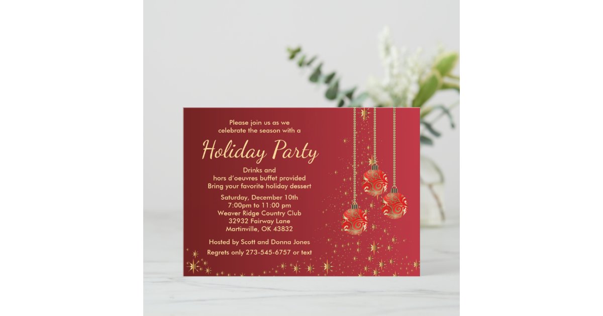 Elegant Festive Christmas Party Invitation 