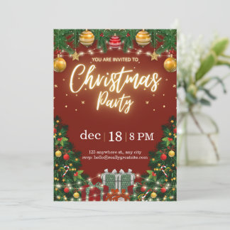 Elegant Festive Christmas Party Invitation