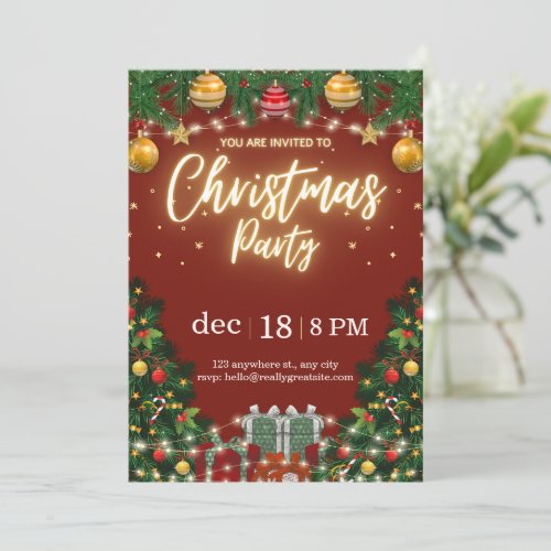 Elegant Festive Christmas Party Invitation