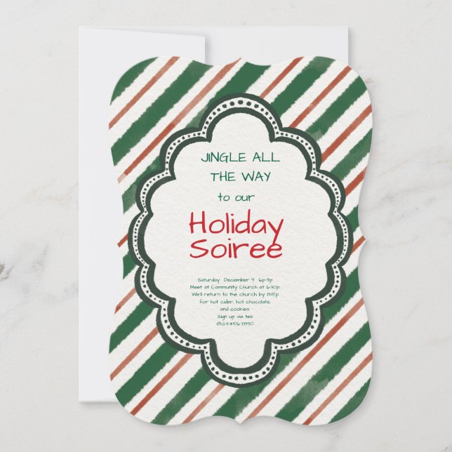 Elegant Festive Christmas Party Invitation (Front)