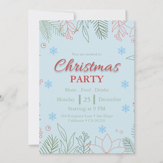  Elegant Festive Christmas Party Invitation  (Front)
