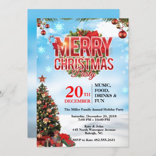 Elegant Festive Christmas Party Invitation