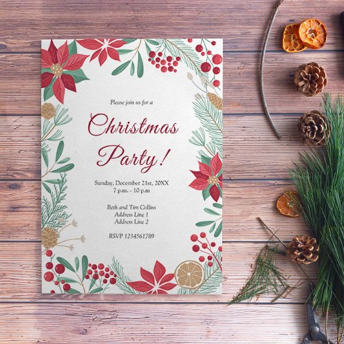 Elegant Festive Christmas Party Invitation Card