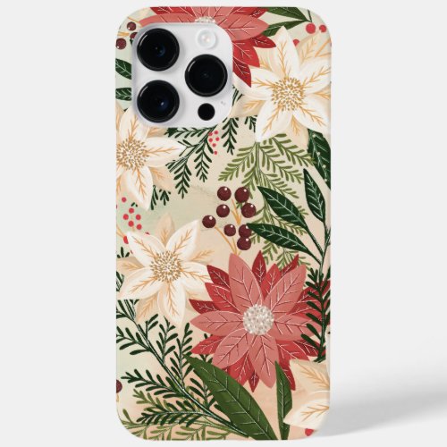 Elegant Festive Christmas Poinsettia Holiday Case_Mate iPhone 14 Pro Max Case