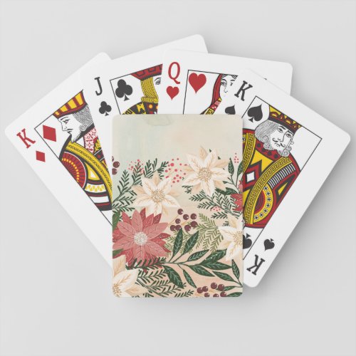 Elegant Festive Christmas Poinsettia Holiday Poker Cards