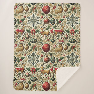 Elegant Festive Christmas Sherpa Blanket