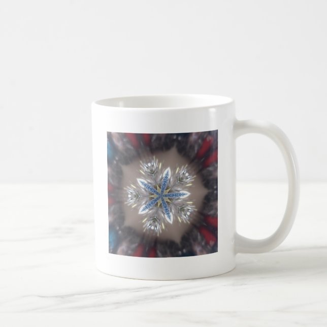 Elegant Festive Christmas Star Shiny Blue White Coffee Mug (Right)