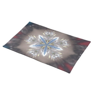 Elegant Festive Christmas Star Shiny Blue White Placemat