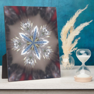 Elegant Festive Christmas Star Shiny Blue White Plaque