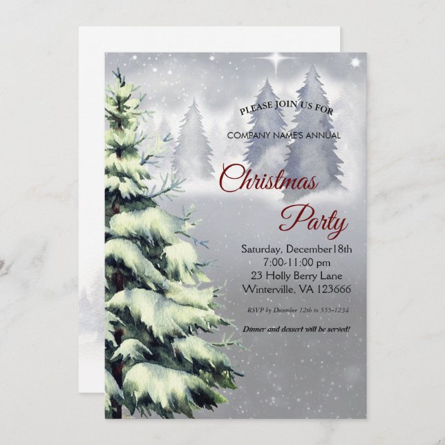 Elegant festive Christmas tree Invitation (Front/Back)