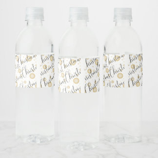 elegant festive christmas water bottle label