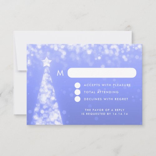 Elegant Festive Christmas Wedding RSVP Blue