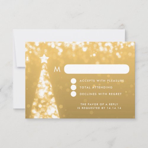 Elegant Festive Christmas Wedding RSVP Gold