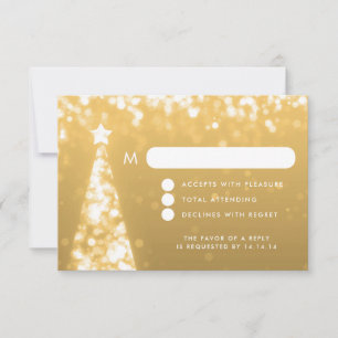 Elegant Festive Christmas Wedding RSVP Gold Card