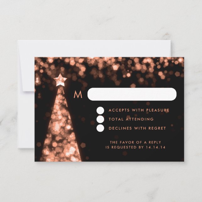 Elegant Festive Christmas Wedding RSVP Rose Gold (Front)