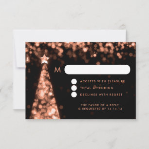 Elegant Festive Christmas Wedding RSVP Rose Gold Card