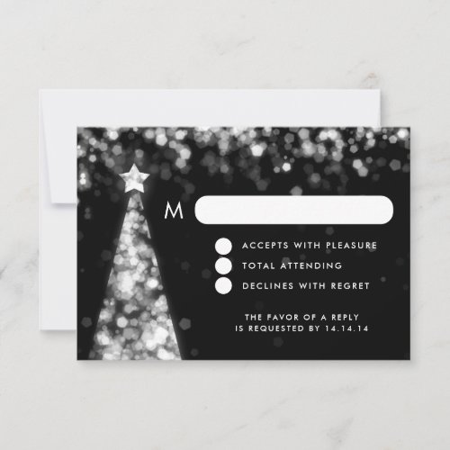 Elegant Festive Christmas Wedding RSVP Silver 