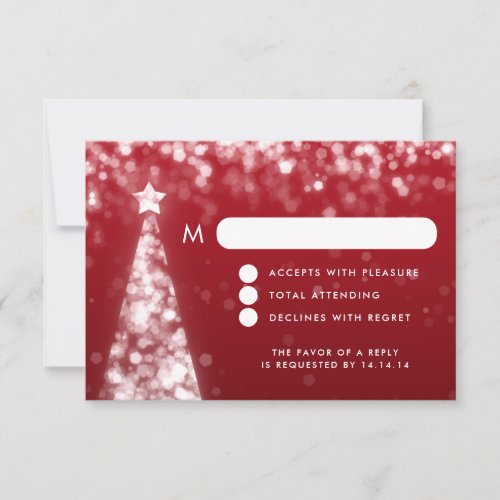 Elegant Festive Christmas Wedding RSVP Silver Red