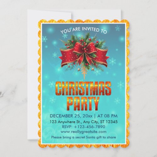 Elegant Festive Christmas Winter Holiday Party Invitation