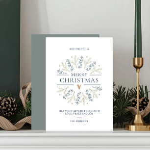 Elegant Festive Christmas Wreath Letterpress Card