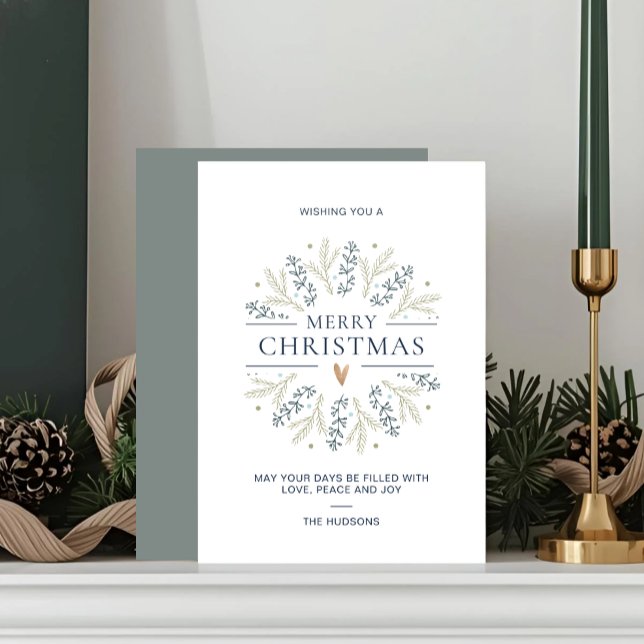 Elegant Festive Christmas Wreath Letterpress Card (Creator Uploaded)