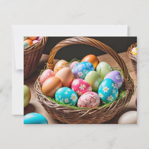 Elegant Festive Colorful Easter Eggs Holiday Card