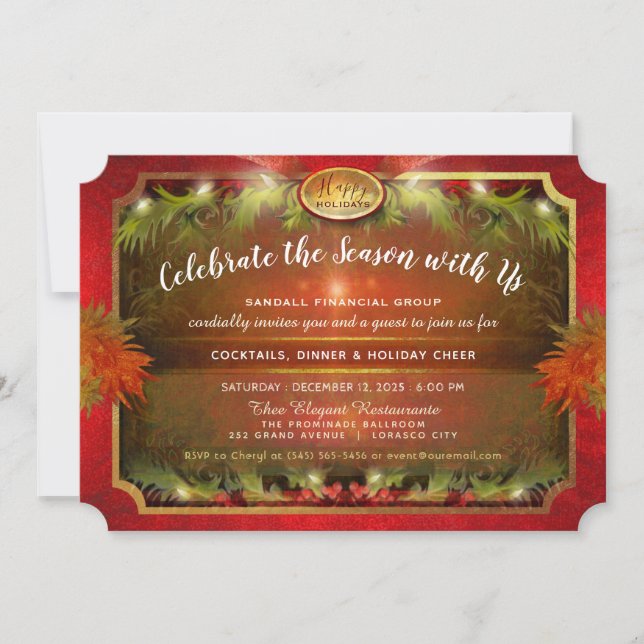 Elegant Festive Corporate Christmas Party Invitation (Front)
