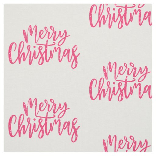 Elegant Festive Cute Pink Merry Christmas Script  Fabric