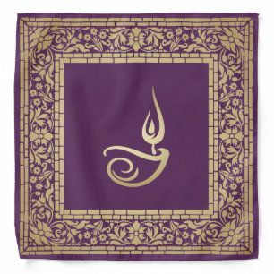 Elegant Festive Diwali Design Gold and Dark Violet Bandana