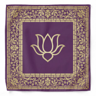 Elegant Festive Diwali Design Gold and Dark Violet Bandana