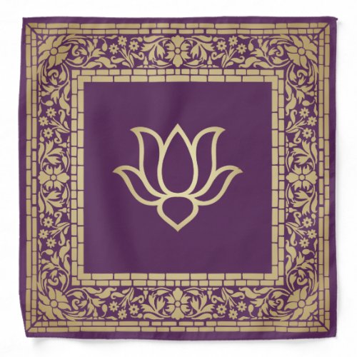 Elegant Festive Diwali Design Gold and Dark Violet Bandana