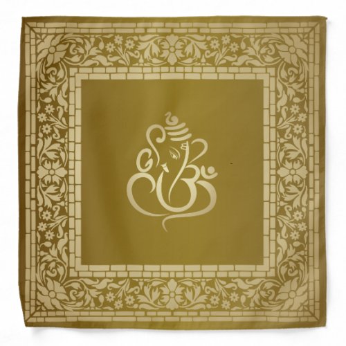 Elegant Festive Diwali Design Gold and Ochre Bandana
