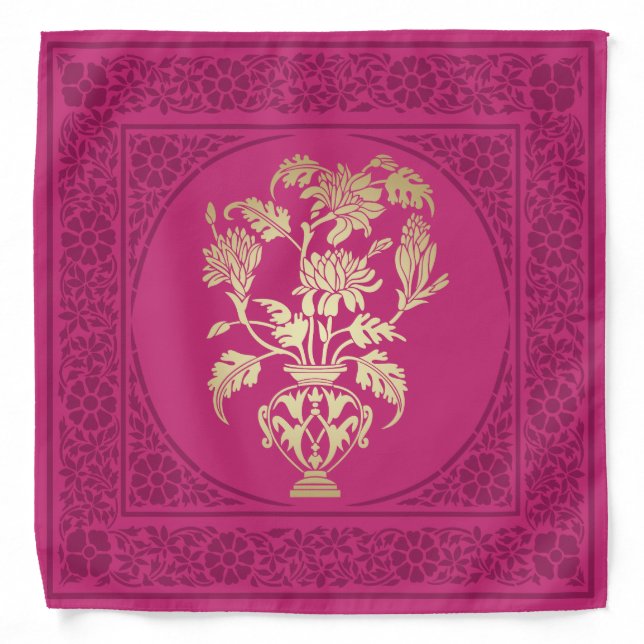 Elegant Festive Diwali Design Gold-Pink-Purple Bandana (Front)