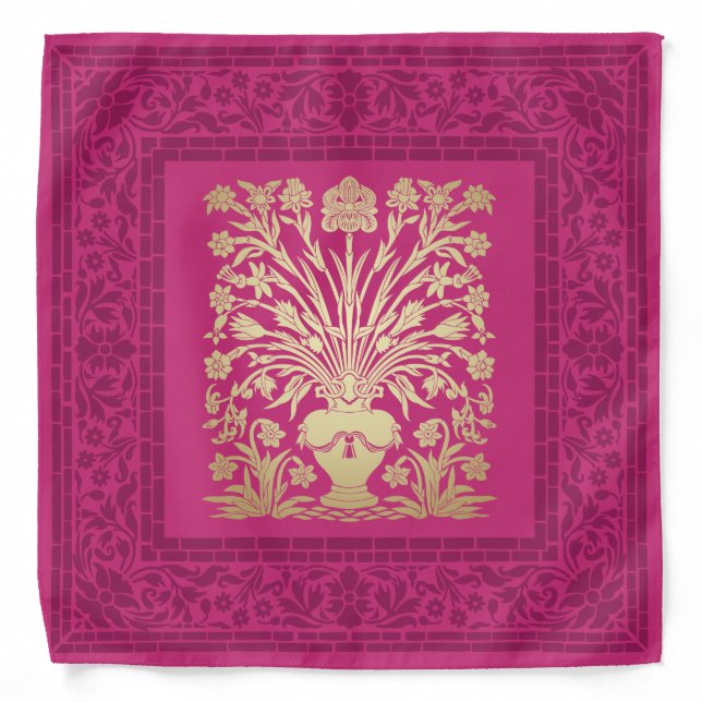 Elegant Festive Diwali Design Gold-Pink-Purple Bandana (Front)