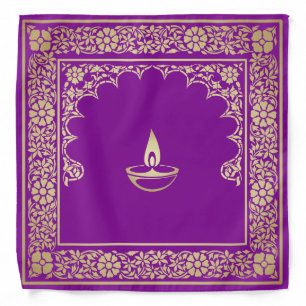 Elegant Festive Diwali Design Gold-Purple Bandana