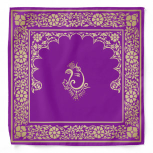 Elegant Festive Diwali Design Gold-Purple Bandana