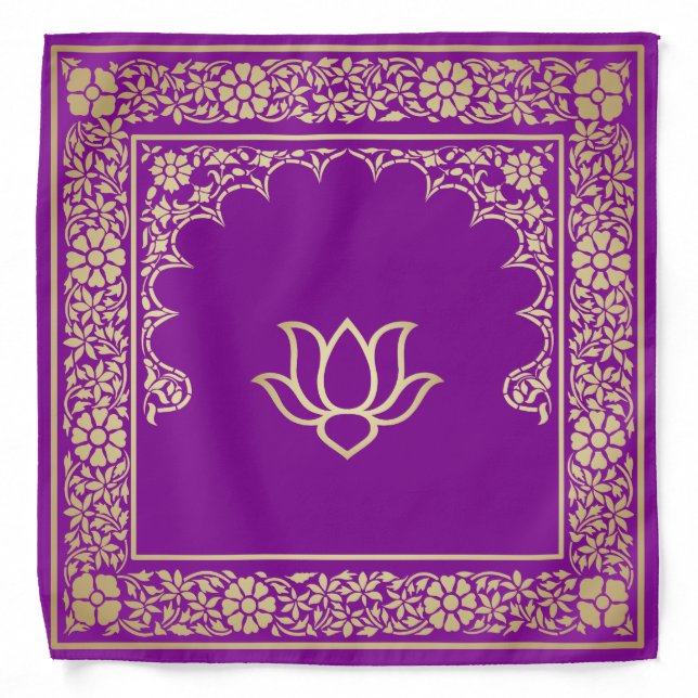 Elegant Festive Diwali Design Gold-Purple Bandana (Front)
