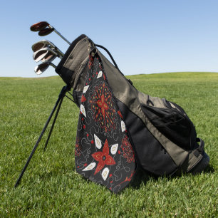 Elegant, festive feel symmetrical floral pattern golf towel