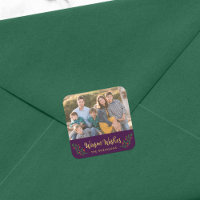 Elegant Festive Foliage Warm Wishes Holiday Photo